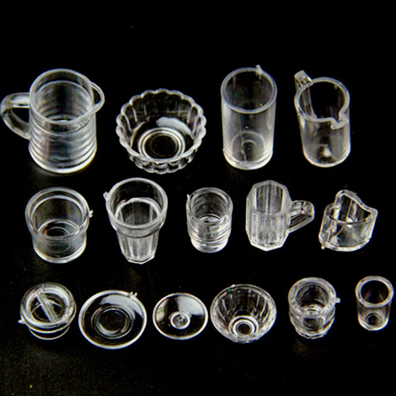 

17pcs Clear Ice-Cream Sundae Mini Cup For Dollhouse Miniatures Food Accessory