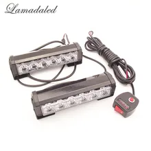 2 pcs 16 centimetri di divisione ha condotto la griglia di auto luci stroboscopiche bar automobile della lampada del flash stroboscopio della polizia avvertimento ha condotto la luce faro rosso blu
