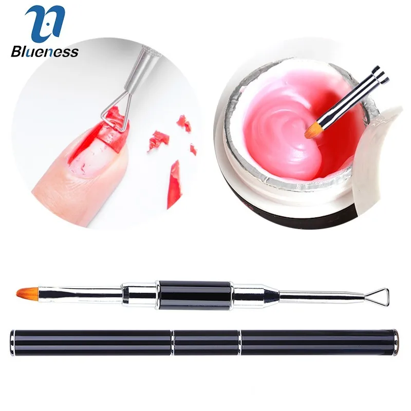 Blueness Black Unloading Nails Extension Gel Brush Dual Use Planer Striping Manicure Tools Professionals Nail Supplies | Красота и