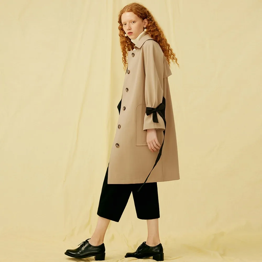 HYH HAOYIHUI Cultivate oneself Simplicity Easy Leisure time Color collision Frenulum Big pocket Medium length fund Windbreaker