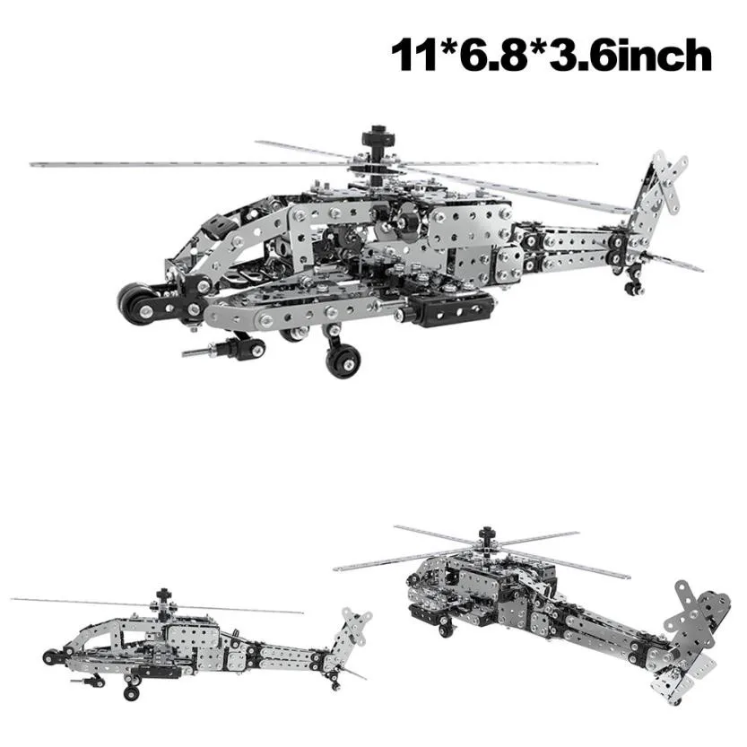 

XINTOCH Apache Armed Helicopter Model Building Blocks Toys Sets 567Pcs DIY Stainless Metal Assembly Gift for Kids Drop Shipping