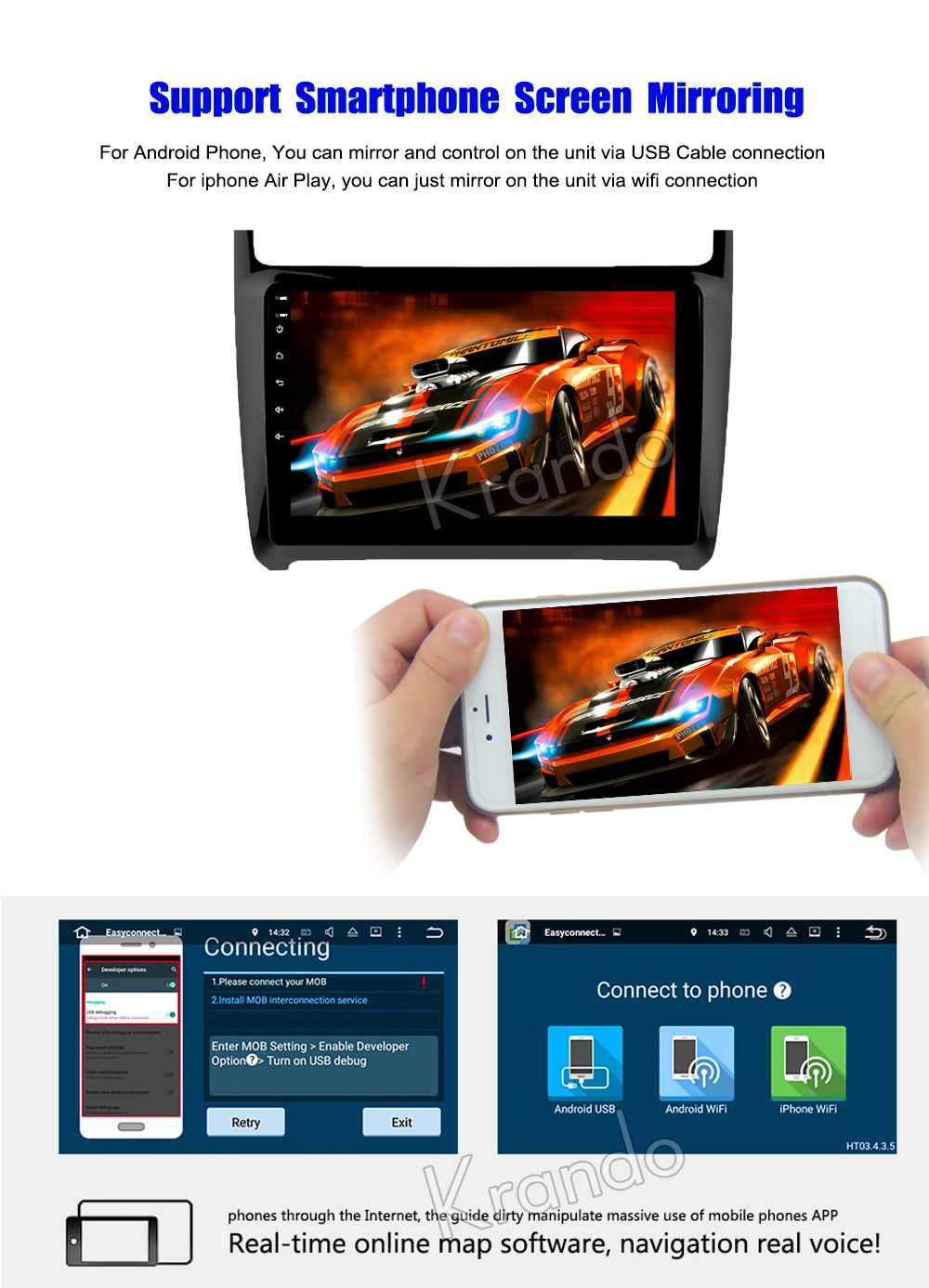 Flash Deal Krando Android 8.1 10.1" Big Screen Full touch car Multimedia system audio player for VW Polo 2012 navigation player gps wifi 2