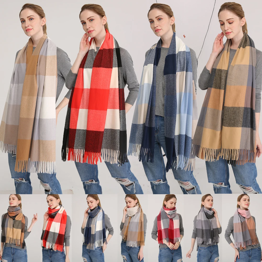Women Men 100/% CASHMERE Scarf Solid Plaid Wool SCOTLAND High Quality Winter