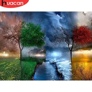 

HUACAN 5D DIY Diamond Painting Embroidery Four Season Tree Diamond Mosaic Cross Stitch Rhinestones Full Square Scenic Decor Home