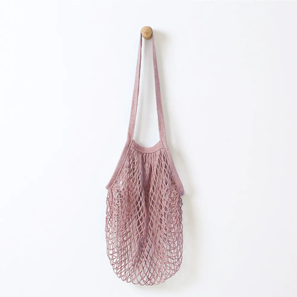 

New arrival simple style Fishnet Shopping Bags Shopper Tote Mesh Net Woven Cotton Shoulder Bag Fashion Beach bag pouch