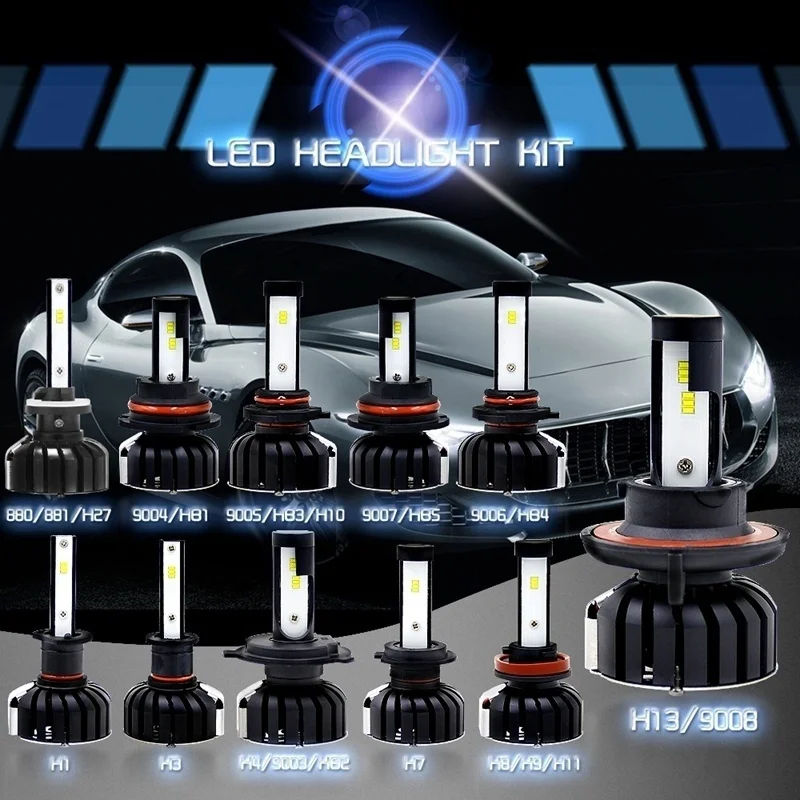 

HENYNET 2 Pcs Car LED Headlight White Light Lamp Bulbs 80W 8000LM 6000K