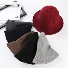 Весенняя модная шерстяная вязаная Панама, Корейская женская уличная однотонная шапка, шапки для рыбаков, зимние теплые шапки для рыбалки, Женская Складная шапка