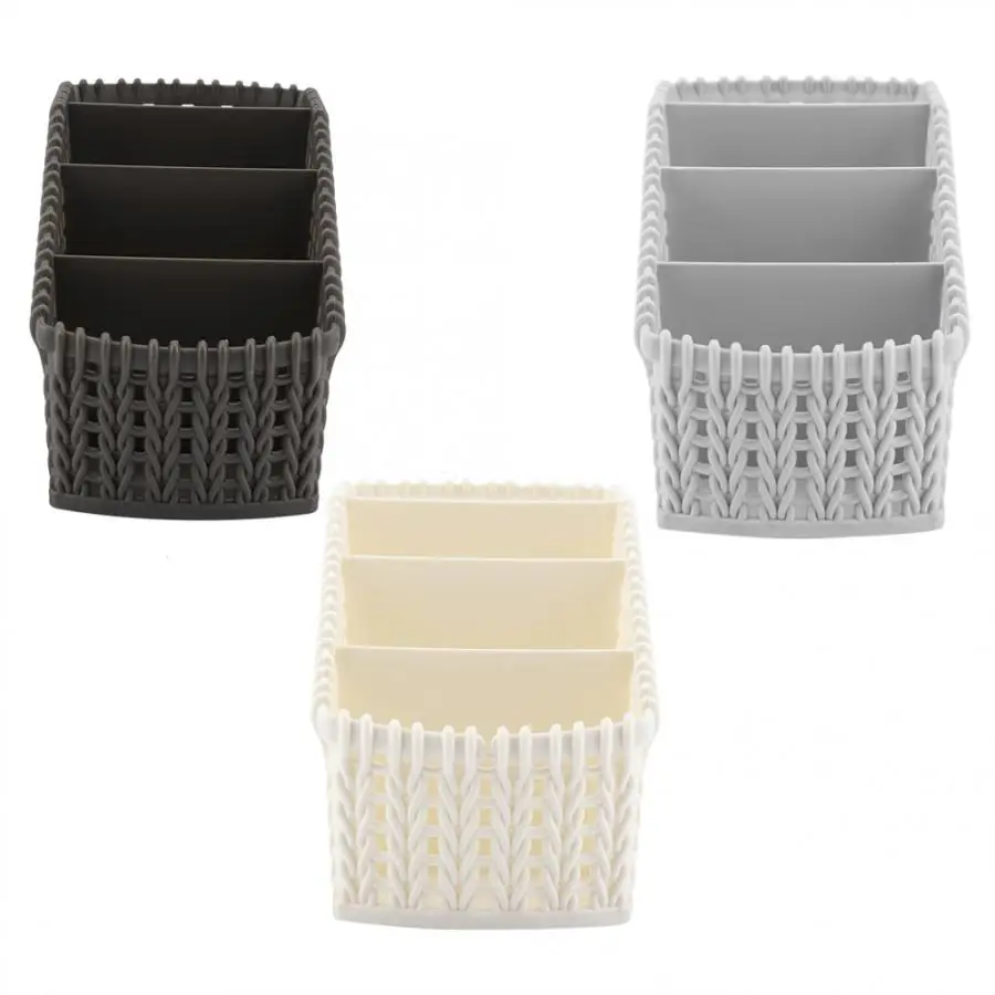 

New Multi-grid Rattan Desktop Storage Box Cosmetics Desktop Organizer