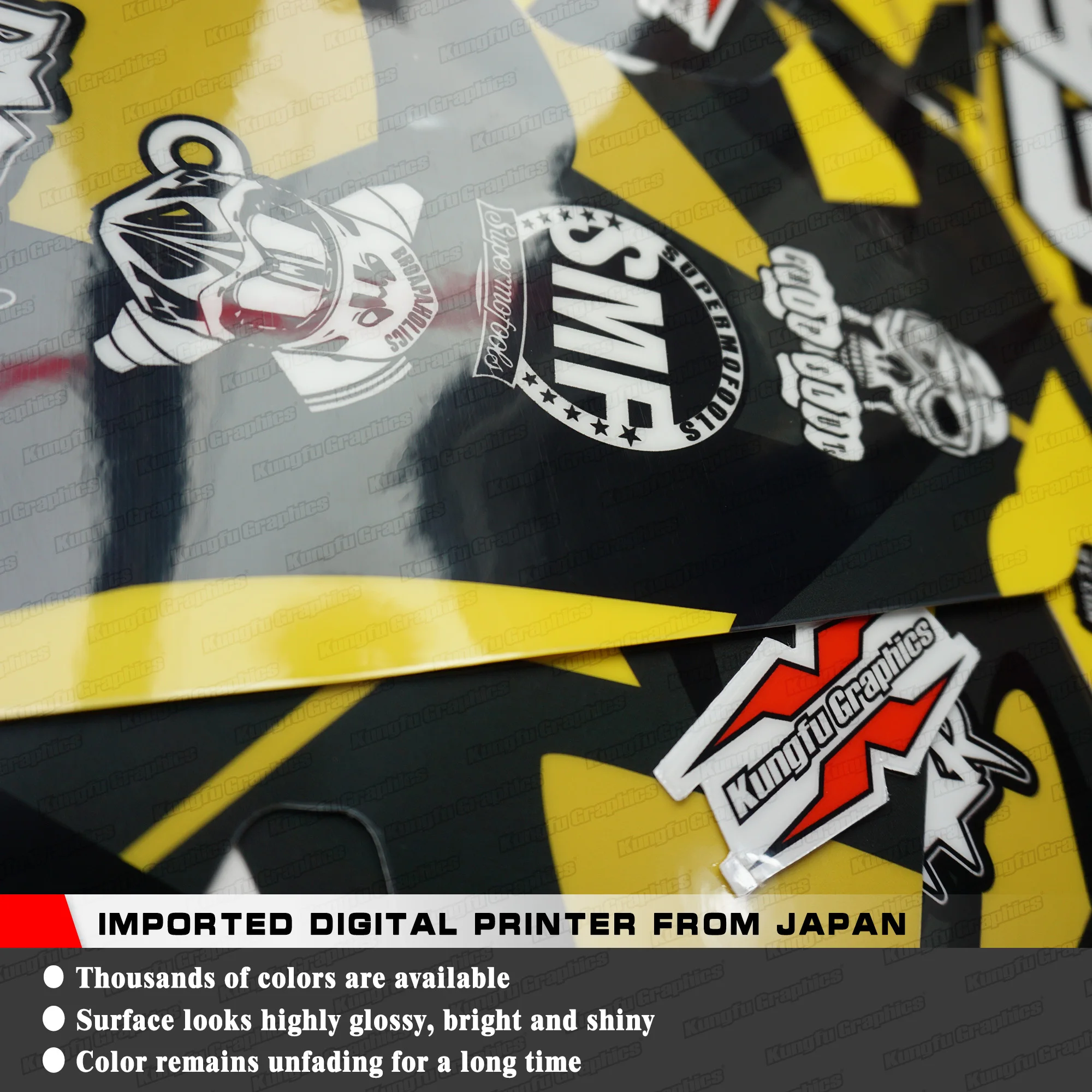 KUNGFU графика Байк виниловые наклейки на заказ набор наклеек для Yamaha YZ85 YZ 85 Клей Обертывание черный