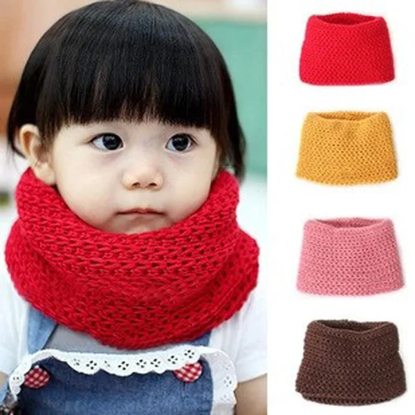 

2018 Hot Selling Winter Neckerchief Women Children's Cotton Muffler Baby bib Warm Soft Boys Scarves Girls Knitted O Ring Scarf60