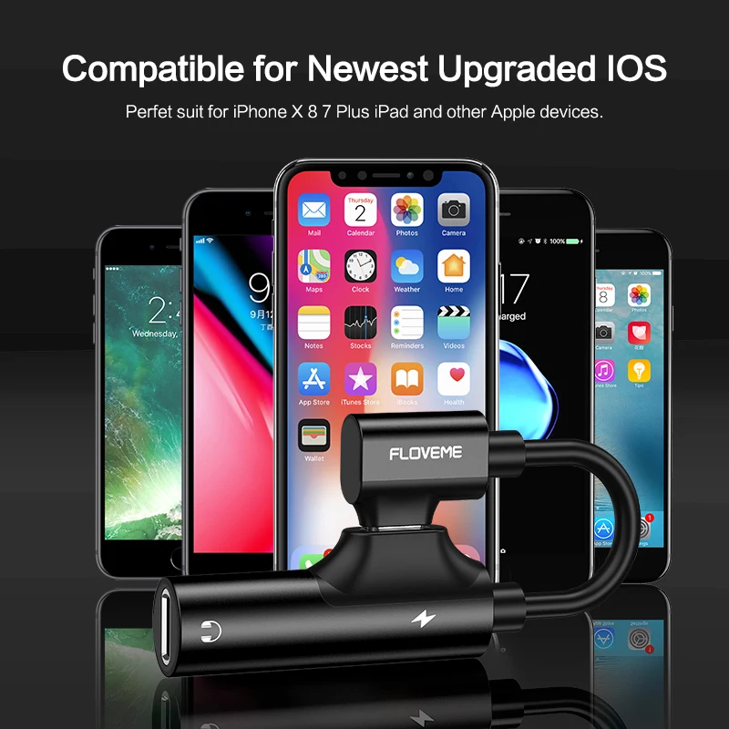 FLOVEME 2 в 1 для адаптер Apple зарядное устройство наушников сплиттер iPhone X XS XR 7 8 плюс Adaptador зарядки конвертер USB адаптер