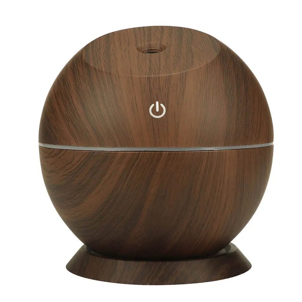 

130ML USB Mini Ball Air Diffuser Wood Ultrasonic Air Humidifier Essential Oil Aromatherapy Cool Mist Maker With LED