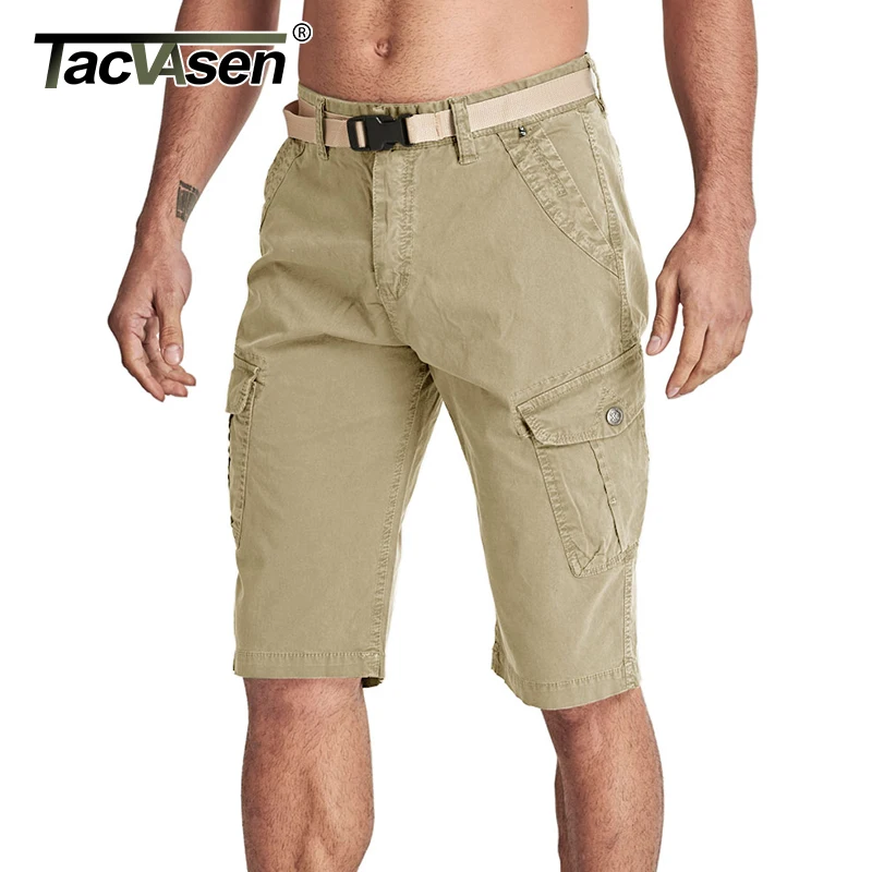 TACVASEN Tactical Cargo Shorts Men Summer Cotton Regular Fit Casual ...