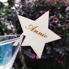 10 шт. индивидуальное звезда стеклянная бутылка вина на заказ имя свадебное оформление место карты деревянные место имя установка гравировки стол названия