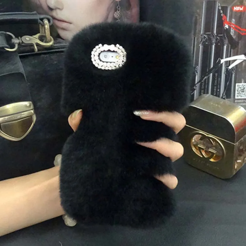 Для HTC Desire 12S Plus U11 U12 Life U Play Ultra Luxury Real Rabbit Plush Fur Telefon Case пушистые волосы Funda|Бамперы| |