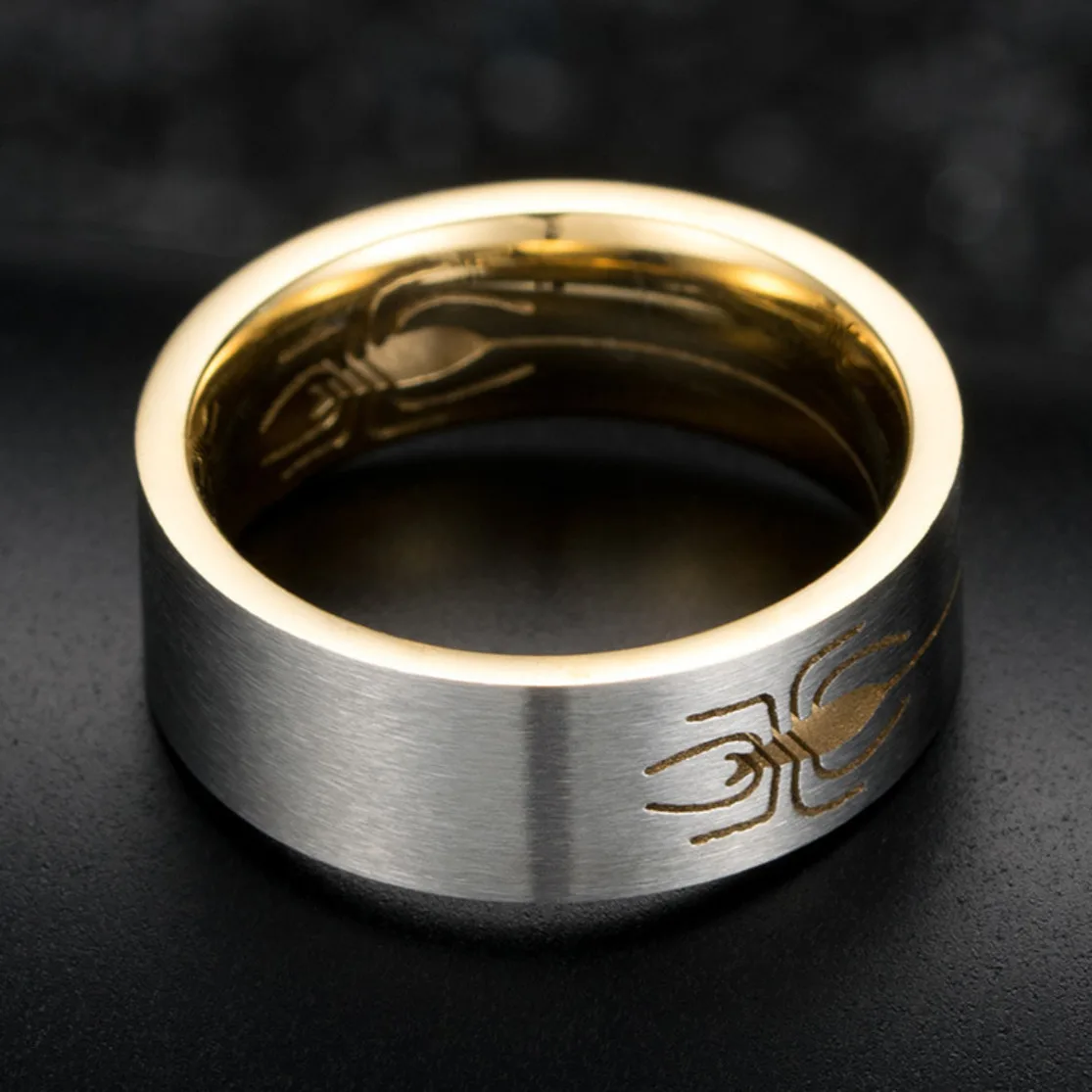 

8MM Stainless Steel Matte Finish Spider Design Ring Men Wedding Band Anillo Hombre Anillos Bague Homme Anel Masculino Jewelry