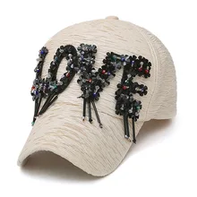 Бейсбольный мяч со стразами Кепка s Женская любовь письмо Snapback шляпа уличная корейская мода дамы девушки розовый козырек кепки плиссированные кепки