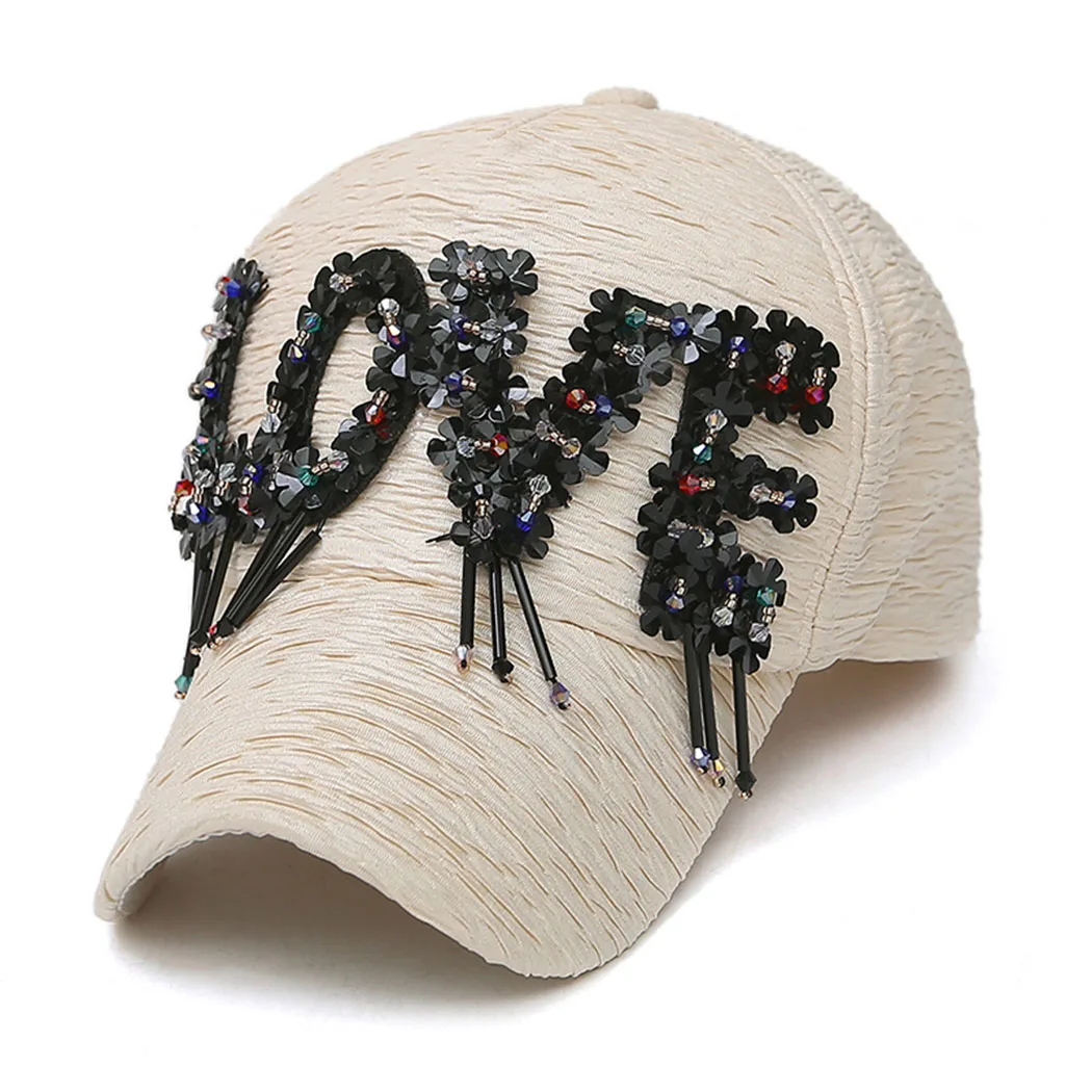Crystal Baseball Caps Women Love Letter Snapback Hat Streetwear Korean