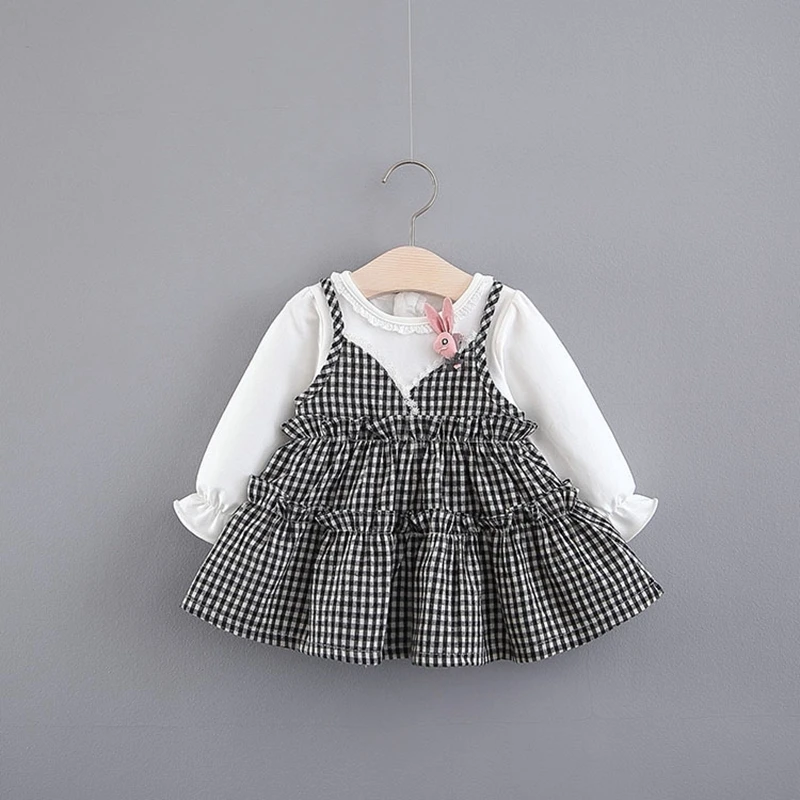 Весеннее милое платье принцессы с длинными рукавами и круглым вырезом в стиле