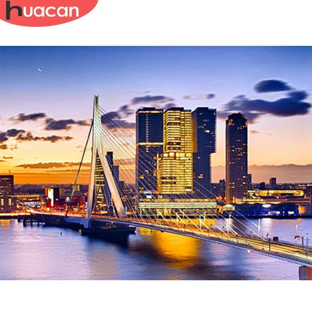 

HUACAN Full Square Rhinestone Diamond Painting Cross Stitch Bridge Mosaic 5D DIY Diamond Embroidery Sale Landscape Home Decor
