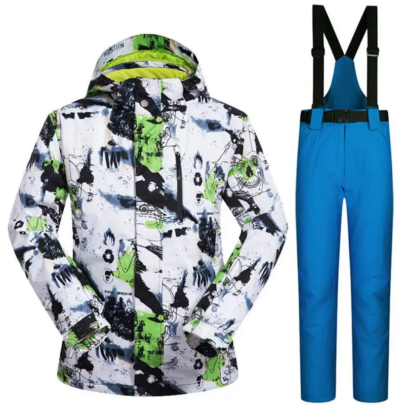 

2018 Male Ski Suits Jacket+Pants Men's Water-proof Breathable Snowboard Overalls Snowboard Suit Men Ski Jacket