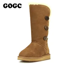 GOGC Новые Женские Зимние Сапоги Снега Сапоги Теплые женские Зимние Сапоги с Шерстяной Мех Удобные Натуральной Кожи Женщины женская Обувь