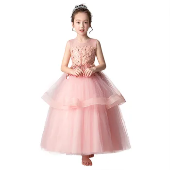 

shine sequin graduation party gown age for 6 - 16 yrs teenage girl summer vintage long dress kids frocks lace flower girls dress