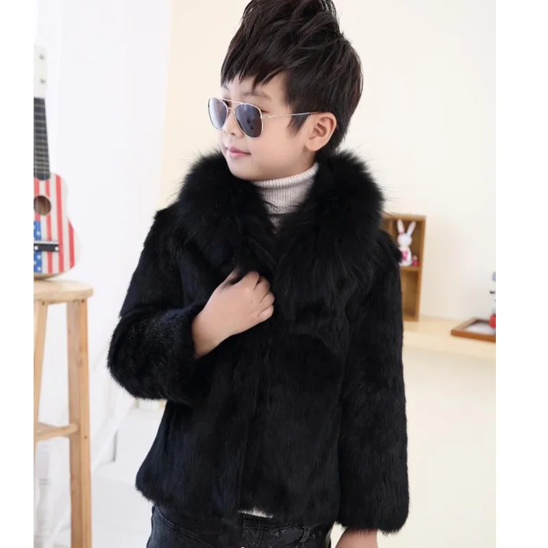 

Children Rabbit Fur Coat Winter Boys Warm Short Outerwear Coat Baby Kids Fox Fur Collar Solid Casual Fur Coat Jackets MHC14