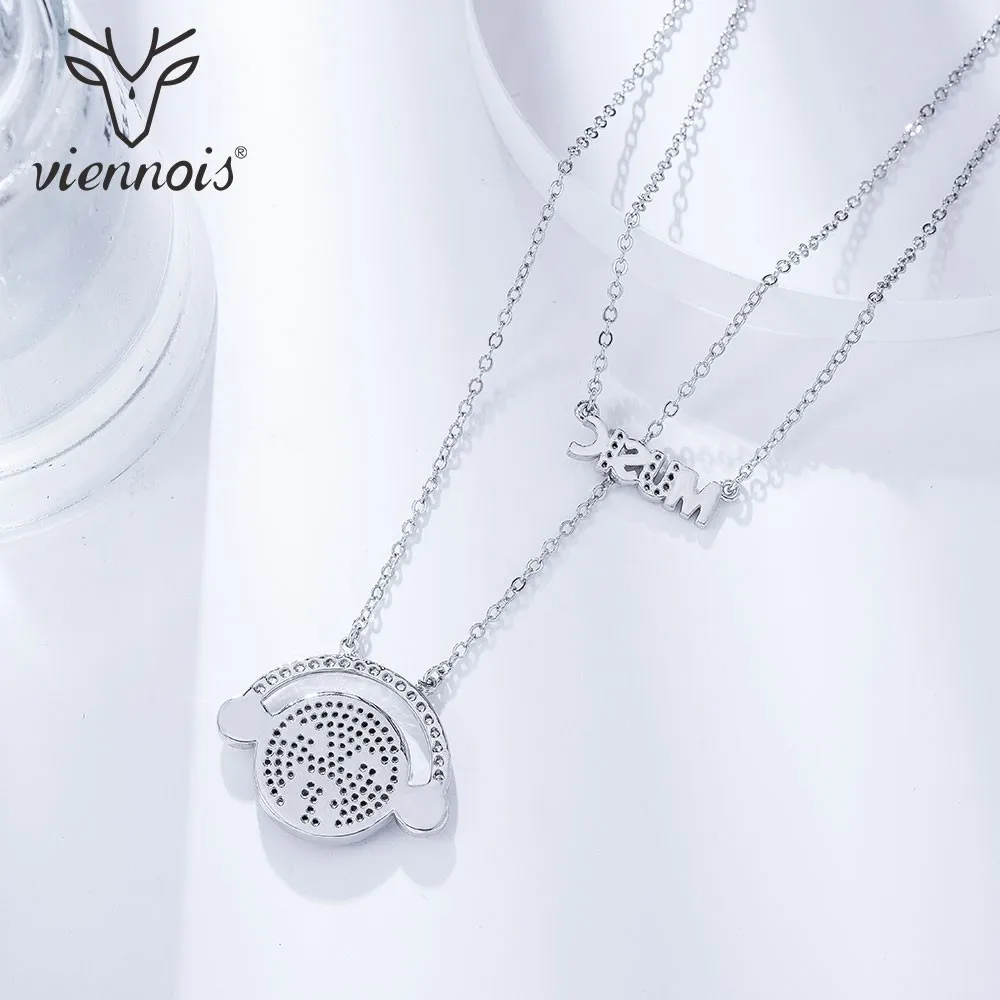 Viennois Silver Color Rhinestone Music Crystal Necklace For women Party Jewelry 2019