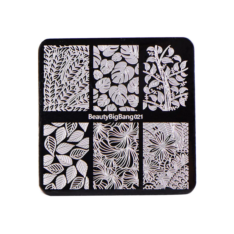 BeautyBigBang 6*6 см квадратная штамповочная пластина для ногтей цветочный лист для маникюра, нержавеющая сталь пластины для штамповки ногтей трафареты для дизайна ногтей