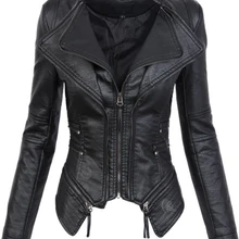 Готическая Женская куртка из искусственной кожи ПУ, зима-осень, модная мотоциклетная куртка, черные пальто из искусственной кожи, верхняя одежда, пальто