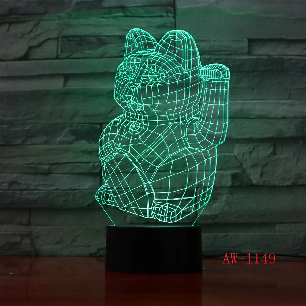3D Ночная Лавовая Лампа Кот удачи Креативный светодиодный светильник с