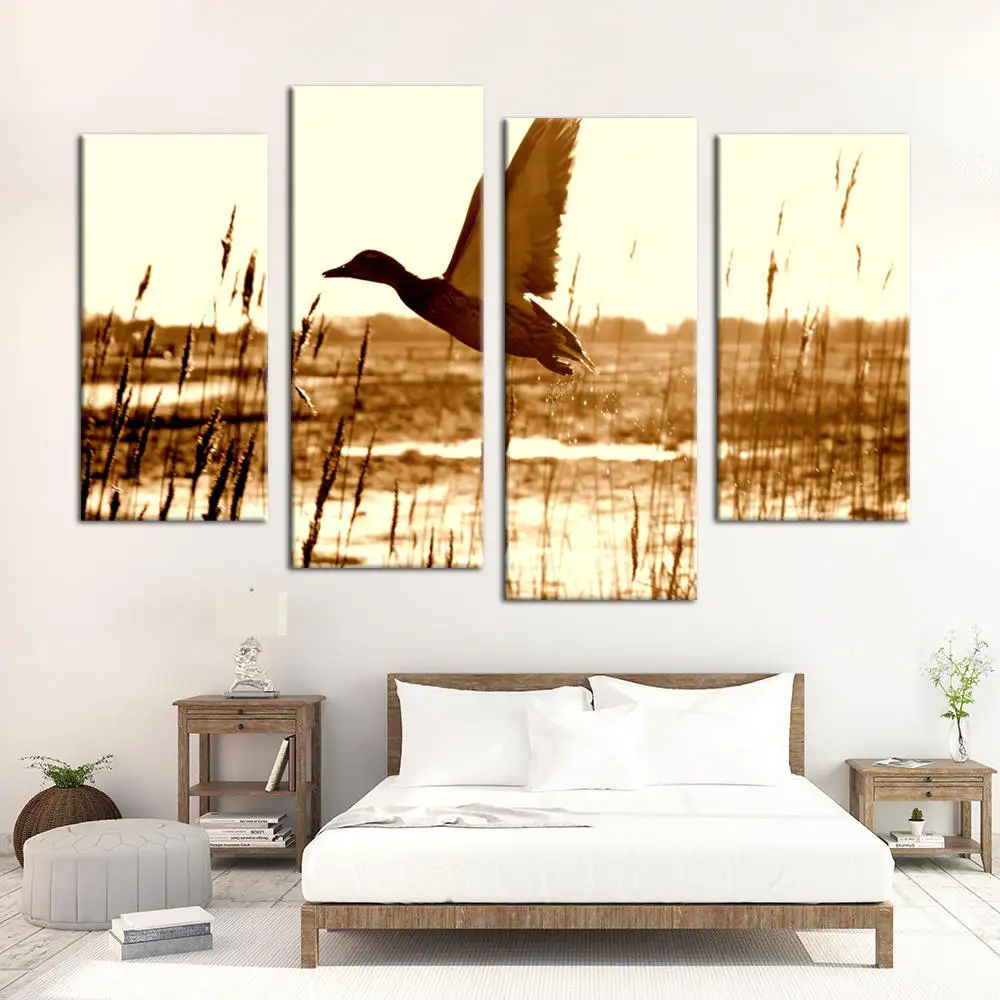 

4 pcs/set Quadruple Painting Duck Hunting Flying Pictures Painting By Numbers Canvas Wall Art Home Decor Frameless