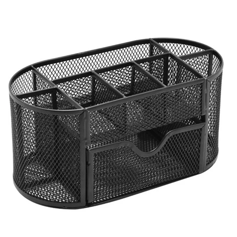 

Desk Supplies Organizer Caddy,Multi-Function Mesh Oval Pencil Cups Pen Holder Container Box