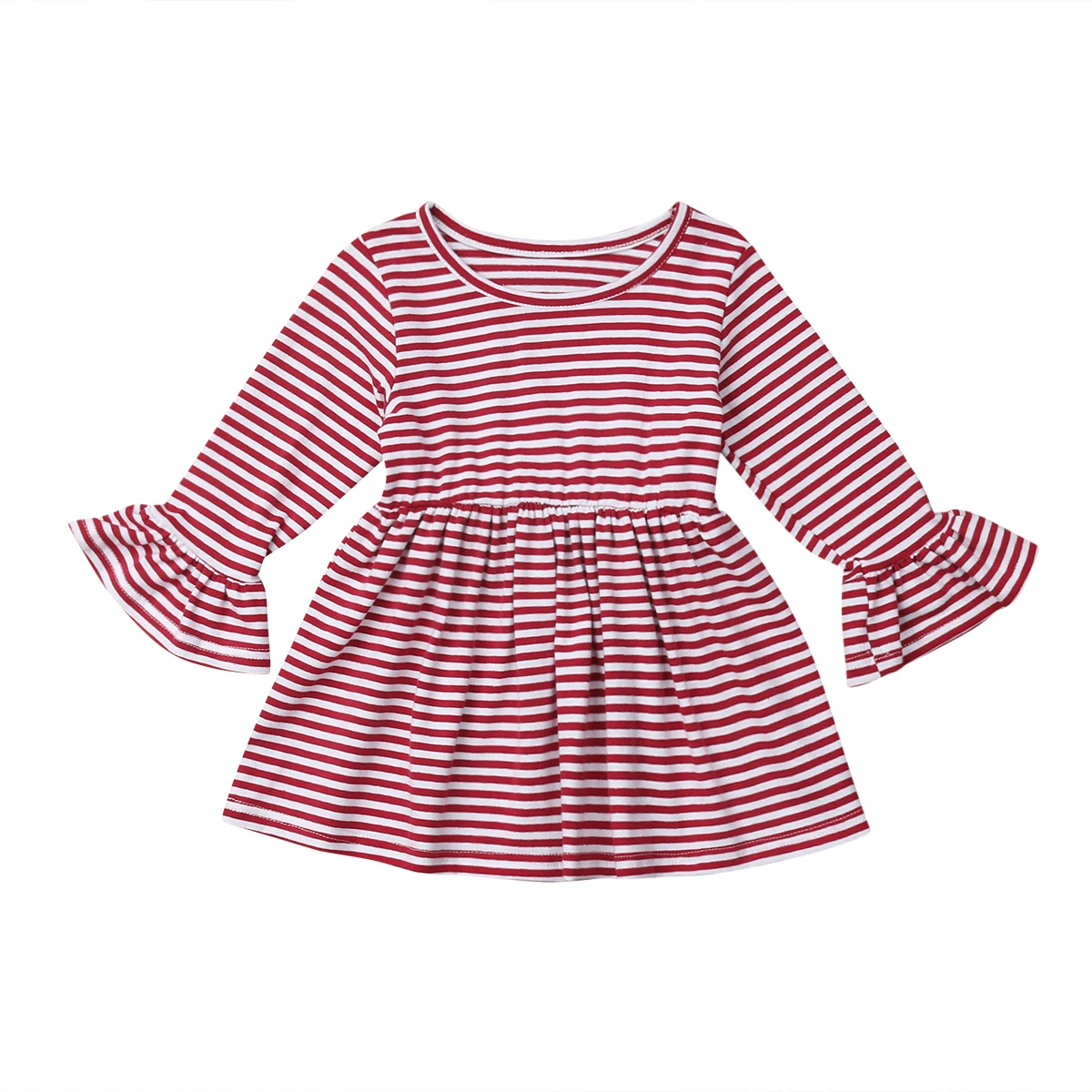 

Ruffle Sleeved Toddler Baby Girl Top Striped T-shirt Kids Cotton Clothes Tee New Size 2-6Y