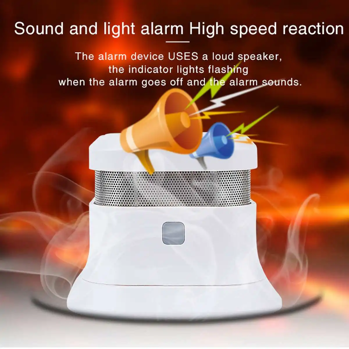 Red LED Smoke Detector Fires Alarm Detector Independent Smoke Alarm Sensor for Home Office Security Photoelectric Smoke Alarm