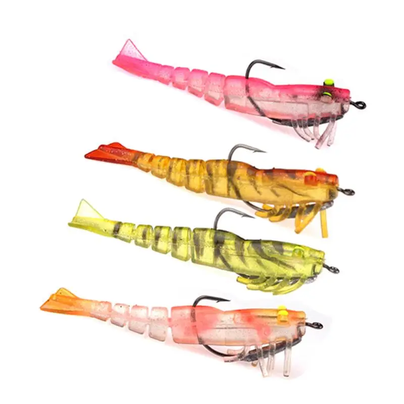 4pcs Soft Shrimp Glowing Fishing Lures 9cm 10g Luminous Artificial