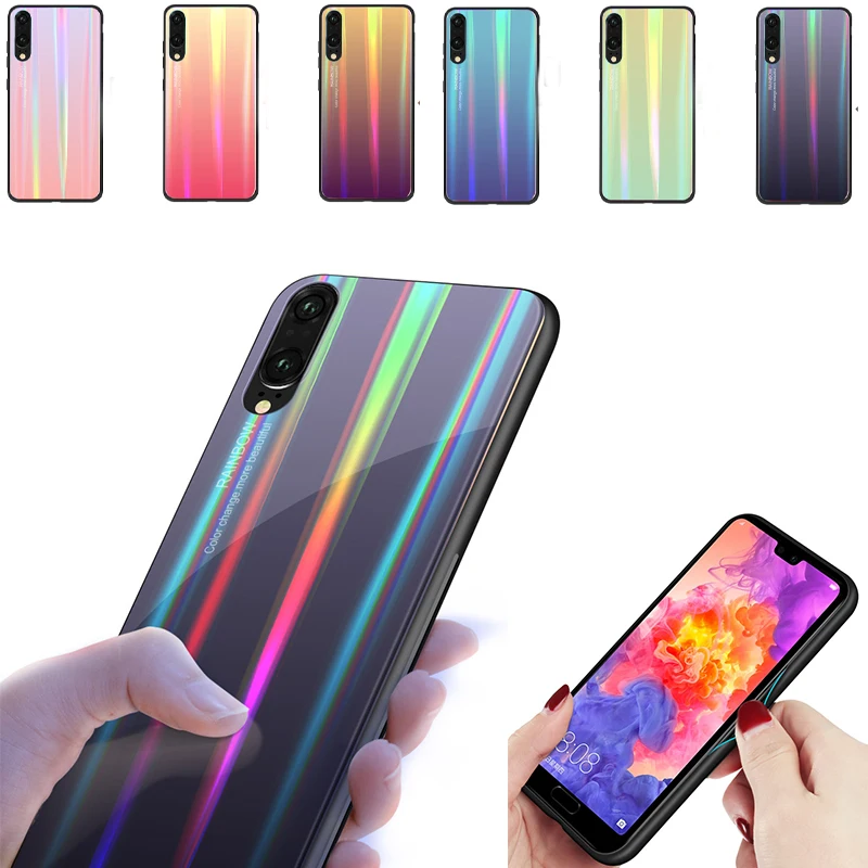 

Gradient Glass Phone Case For Huawei P Smart P20 Pro Lite Mate20 Nova3i Honor V20 10 8X Magic2 Colorful Cover Shell