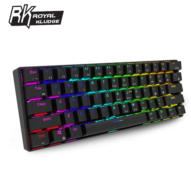 Королевский Kludge RK61 эргономичный bluetooth Проводной Двойной режим 60% RGB светильник