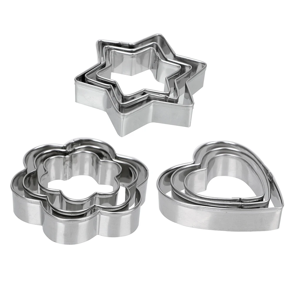 

3pcs/set Egg Mould Baking Mould Star Heart Flower Cutter Biscuit DIY Mold Baking Mould Stainless Steel Cookie Cutter