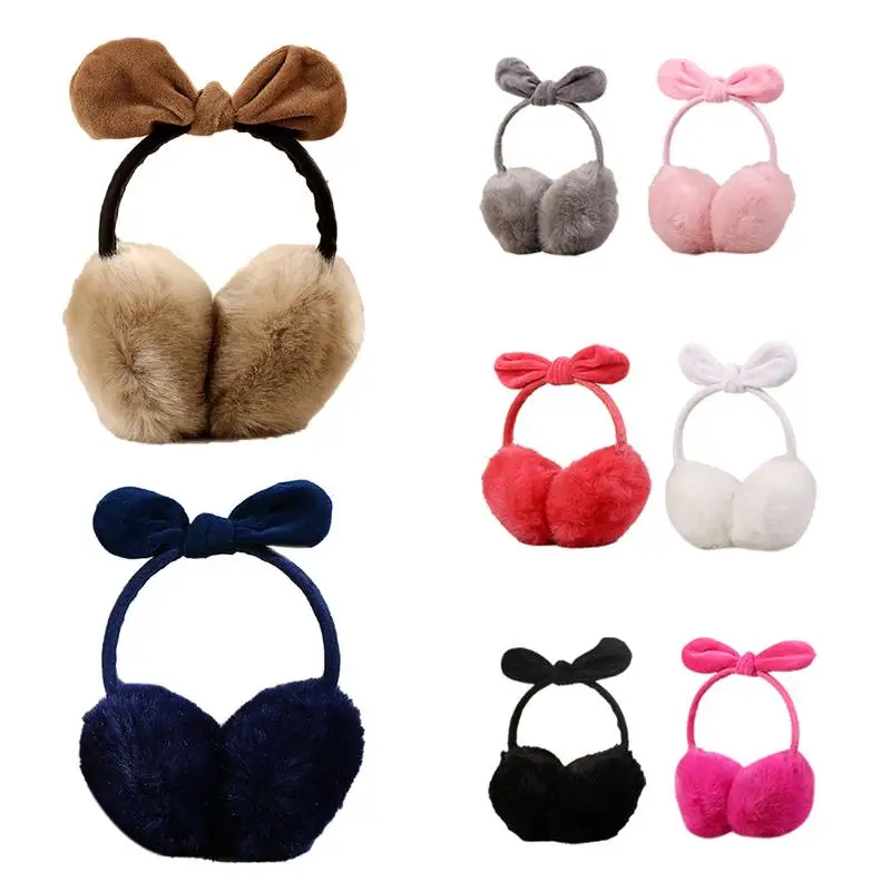 

Adjustable High Quality Bow Cute Rabbit Ears Warm Earmuffs Rabbit Hair Warm Winter Ear Protection