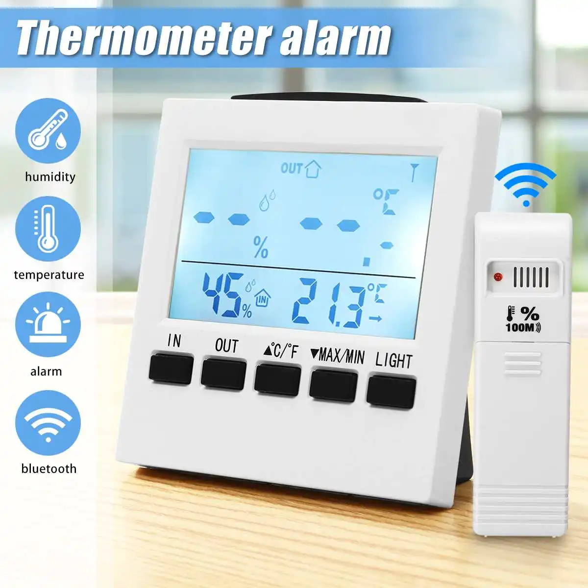 

Weather Station Digital LCD Hygrometer Thermometer Sensor Wireless Indoor Outdoor Humidity Temperature Meter for Car Home