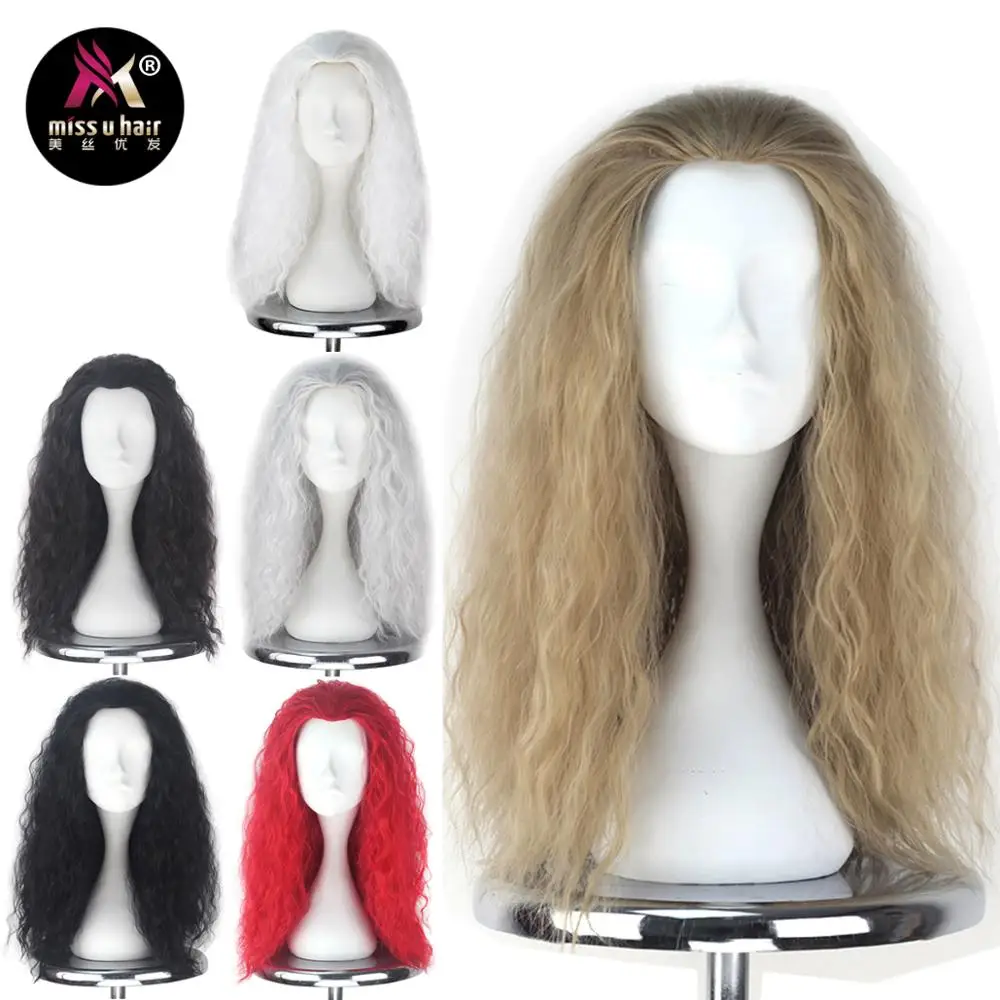 Peruca de Cabelo Miss Cabelo Sintético Longo Encaracolado Loiro Cinza Preto Vermelho Branco Sliver Filme Festa Cosplay u