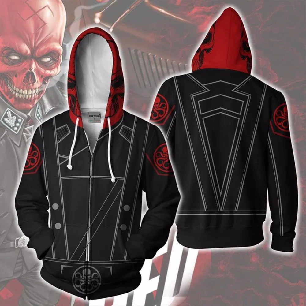 

BIANYILONG 2018 new Zip hoodie Men Red Skull 3D Printed Hoodies Tracksuit Casual zipper hoodie hooded hip hop tops