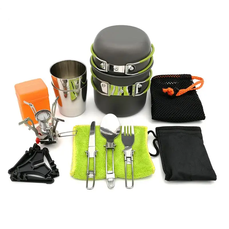 

Camping Cookware Outdoor Ultralight Cooking Set Tableware Set Hiking Picnic Backpacking Camping Tableware Equipment 1-2persons