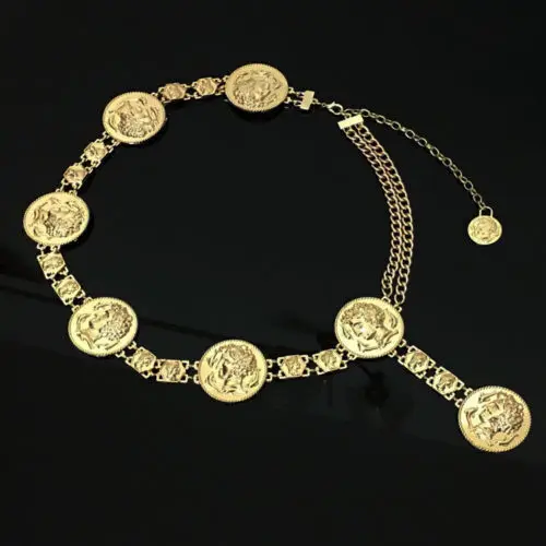 

Waistband Vintage Hot Chains Waist Vogue Metal Belt Wide Gold Tassel Band Ladies