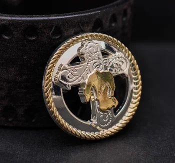 

6X 35mm Cowboy Western Cowboy Prayer Cross Horse Leather Craft Belt Biker Conchos