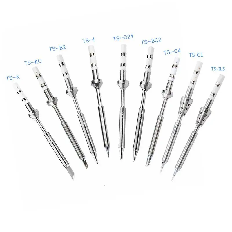 

Gemstone Blue Intelligent Programmable TS100 Mini Electric Iron Set With 9 Heads Holder XT60 Adapter Cable