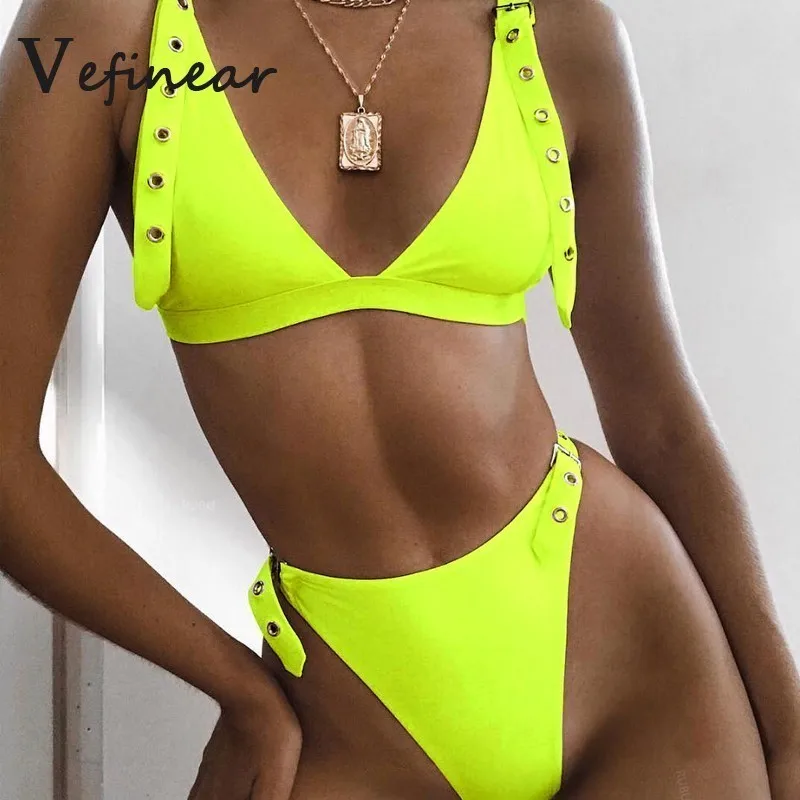 

2019 New Arrival Green Bathing Suit Women Backless V Neck Summer Sexy Two Piece Sets Solid Casual Sets