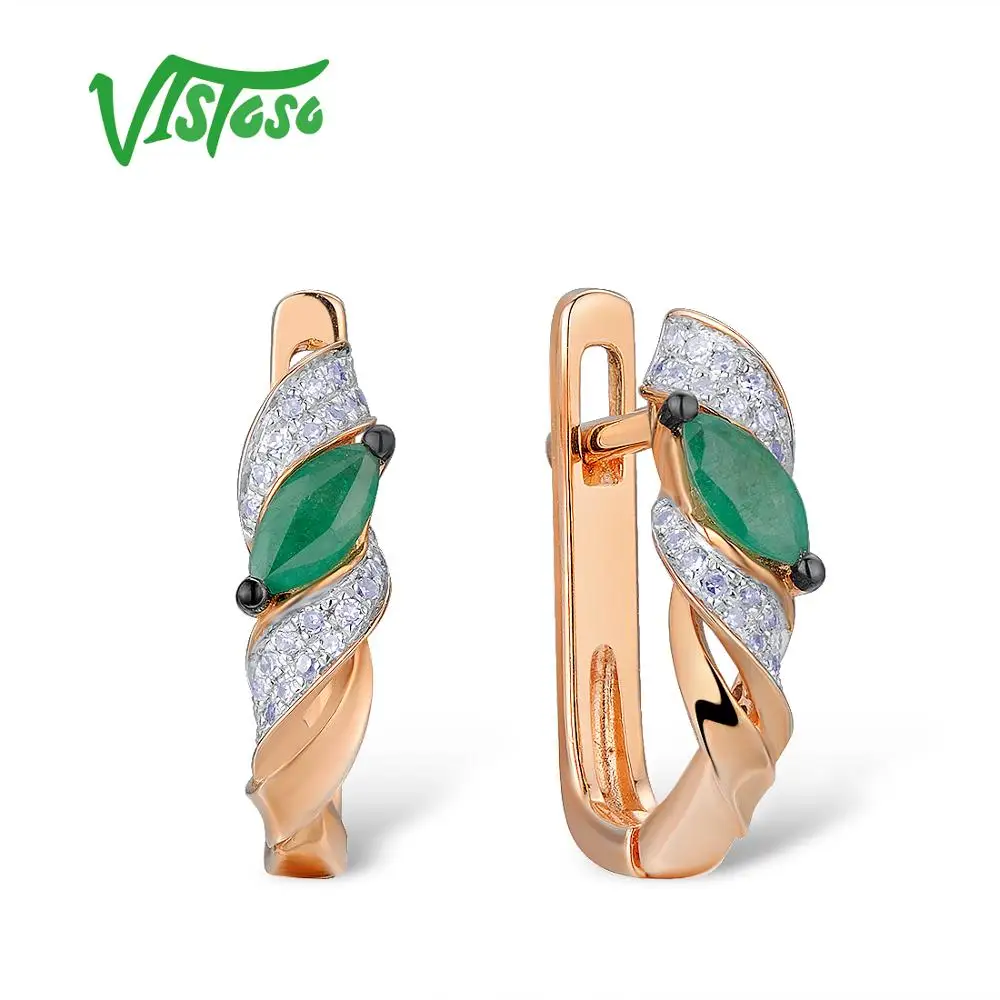 VISTOSO золотые серьги для женщин 14K 585 розовое золото Гламурные элегантные